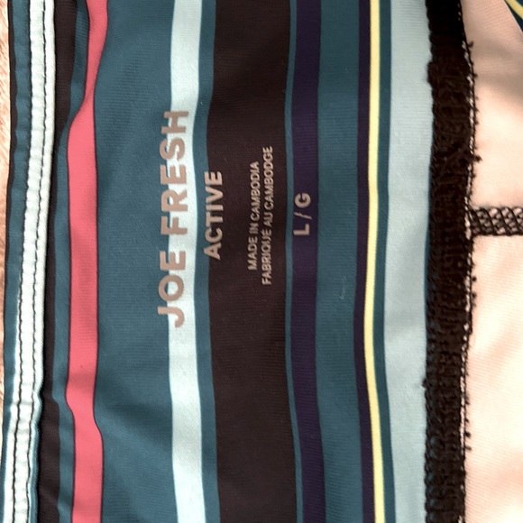 Joe Fresh Active Wear- Large Cropped Multi Stripped Active Leggings. - Picture 2 of 4